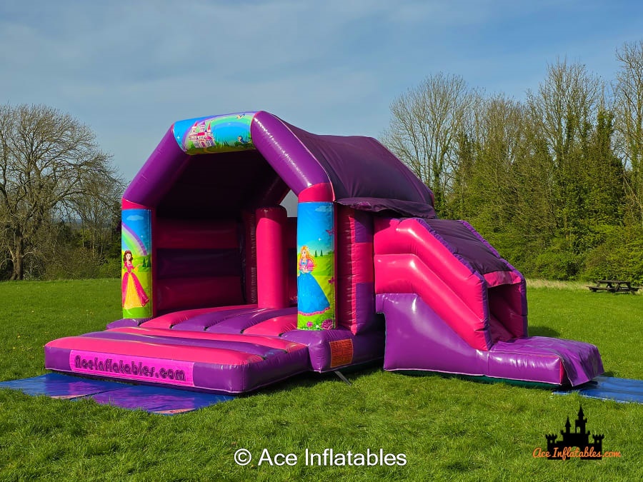 Princess Themed Pink and Purple Bounce and Slide 15ft x 21ft - Bouncy ...