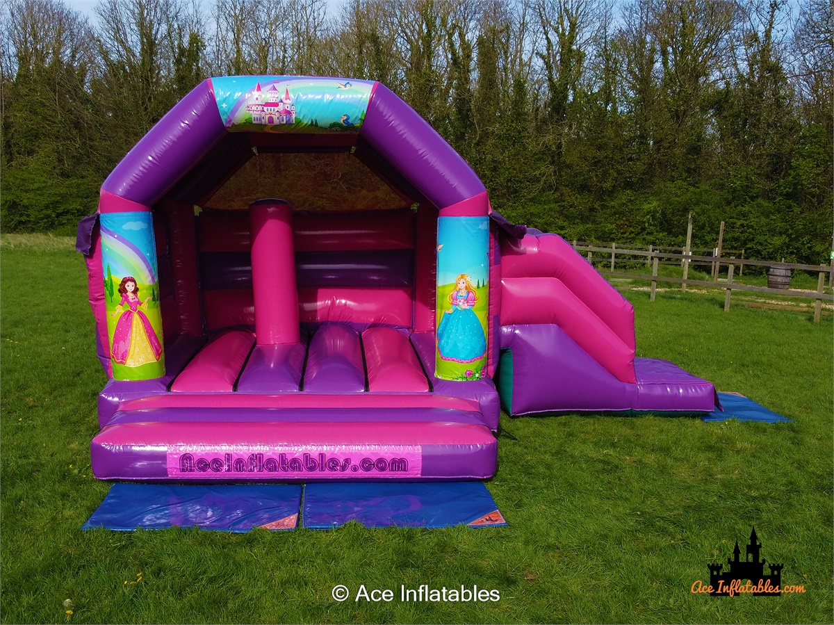 Princess Themed Pink and Purple Bounce and Slide 15ft x 21ft - Bouncy ...
